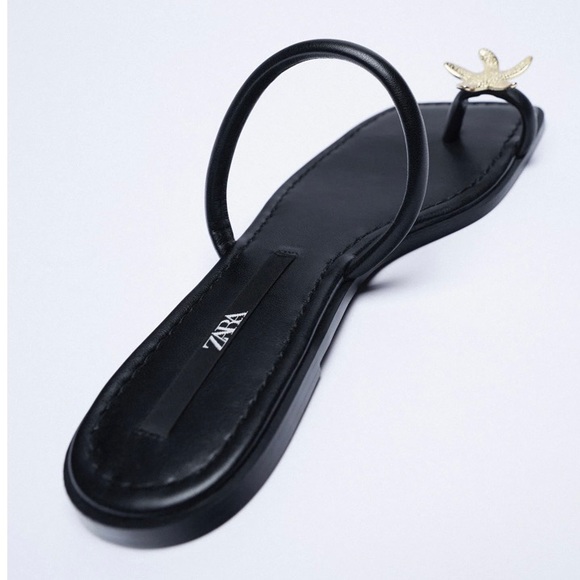 SOLD - Zara Starfish Seashell Metal Toe Detail Low Heel Sandal - Picture 3 of 11